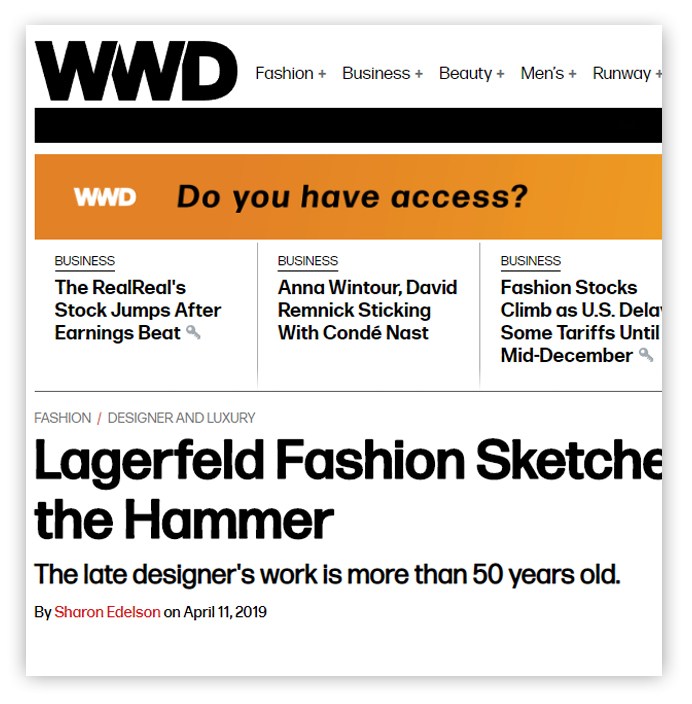 WWD Lagerfeld Fashion Sketches The late designer's work is more than 50 years old. By Sharon Edelson on April 11, 2019 