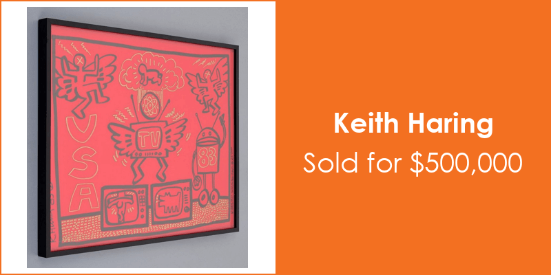Palm Beach Modern Auctions Large Keith Haring Acrylic, Gold Paint Marker on Red Plexi - Sold for $500,000 on 05-02-2020 (Lot 176)